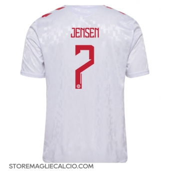 Danimarca Mathias Jensen #7 Maglia Gara Trasferta Repliche Europei 2024